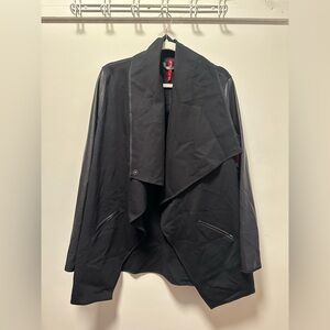 Spanx Drape Front Faux Leather Convertible Jacket Sz L NWT